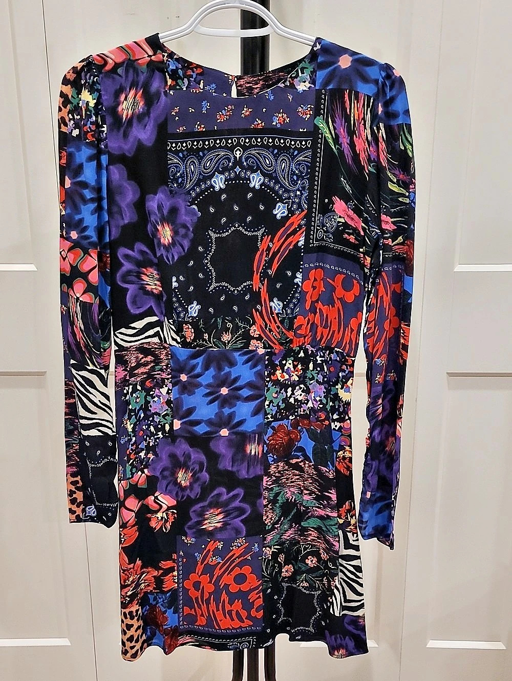 Desigual Flower Power Patch Patchwork Floral Mini Dress XS NWT